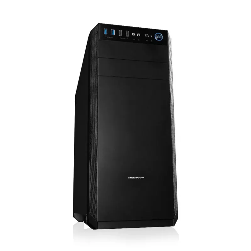 Caixa de PC MODECOM Oberon Pro Midi Tower — preto, suporta ATX/microATX/ITX, 7 slots de expansão, GPU até 395 mm, 5 baías HDD/3 SSD