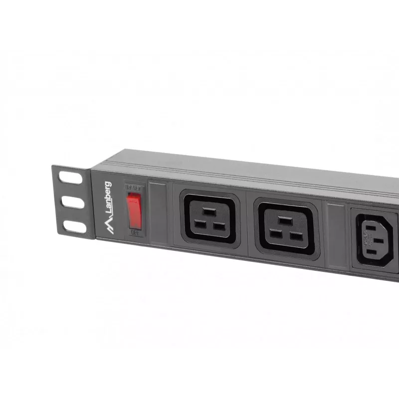 Unidade de distribuição de energia para rack LANBERG PDU-02I1908I-0200-C20-BK — 1U, 10×C13, 16A, cabo de 2 m, 19 polegadas