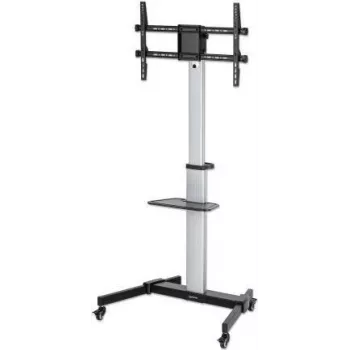 Suporte com carrinho Manhattan para TV e monitores, para ecrãs: 37 a 86 polegadas, inclinação de -10 a 5°, rotação de 90°, compatibilidade VESA: todos entre 200x200 e 600x400 mm – verifique as dimensões dos quatro orifícios de montagem na parte de trás do ecrã para garantir que encaixa, máx. 50 kg, suporte