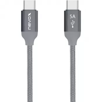Cabo USB Nevox 1654 USB 2.0 2 m USB C cinzento prateado