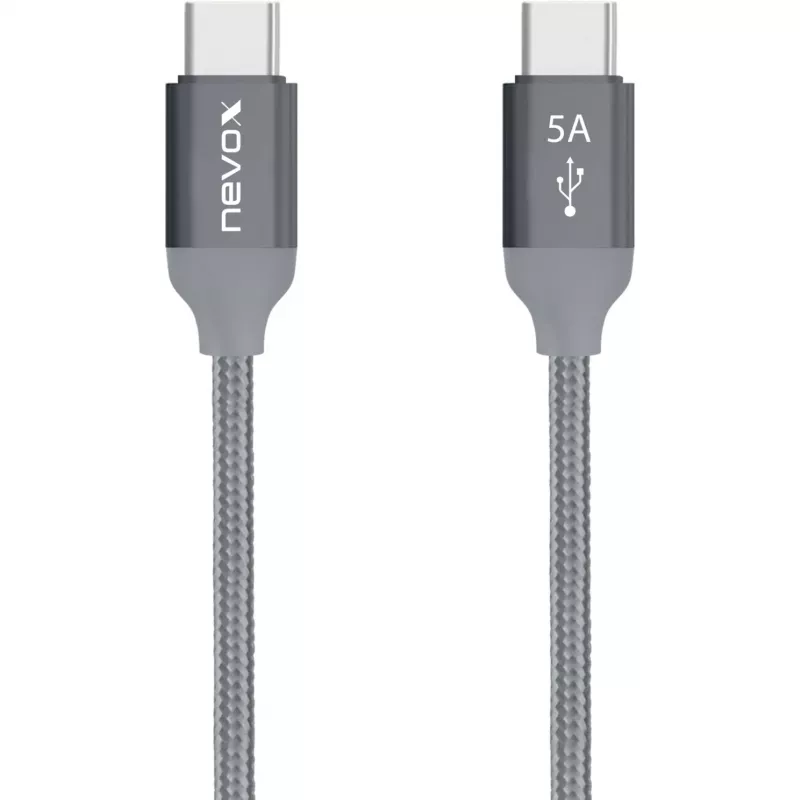 Cabo USB Nevox 1654 USB 2.0 2 m USB C cinzento prateado