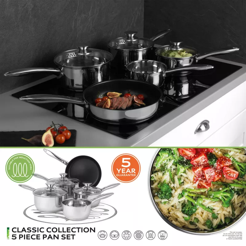 Conjunto de panelas Russell Hobbs BW06572EU72 — 5 peças em aço inoxidável