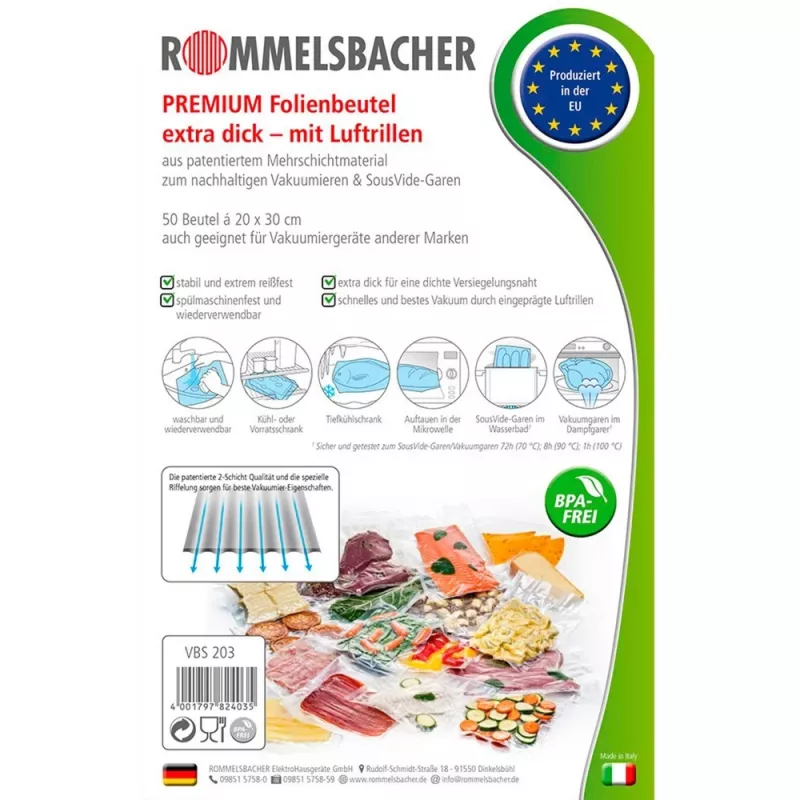 Rommelsbacher VBS 203 sacos de vácuo, 20 x 30 cm, 50 unid.