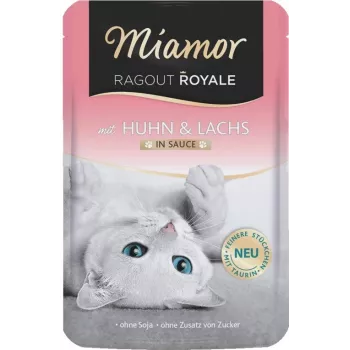 Comida húmida para gatos Miamor Ragout Royale Frango e Salmão 100 g — sem cereais, sem soja, sem glúten