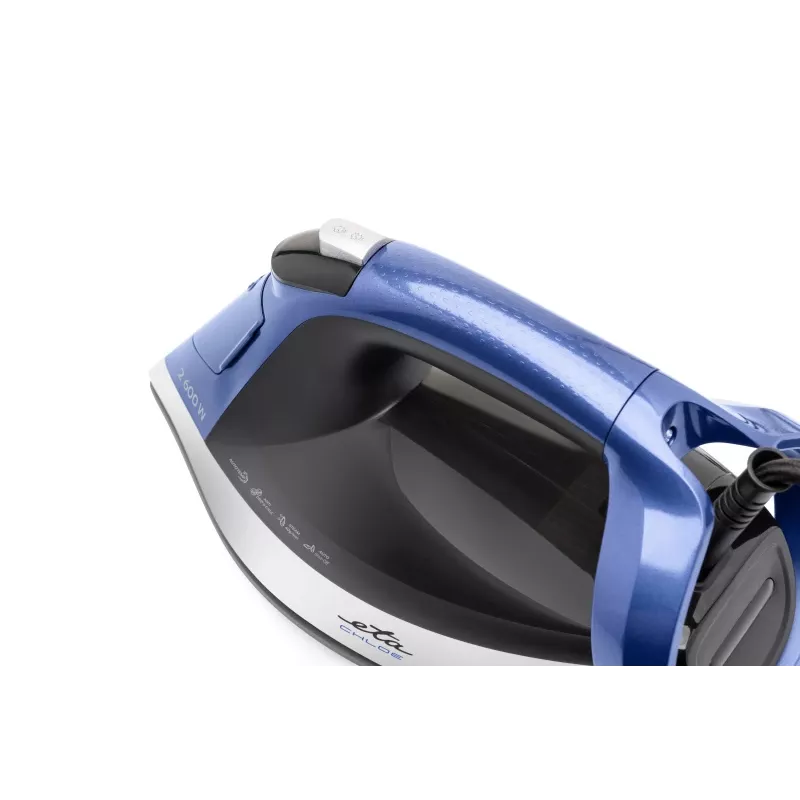 Ferro de engomar a vapor ETA | ETA227690000 Chloe | Ferro de engomar a vapor | 2600 W | capacidade do depósito de água 350 ml | vapor contínuo 40 g/min | prateado/azul