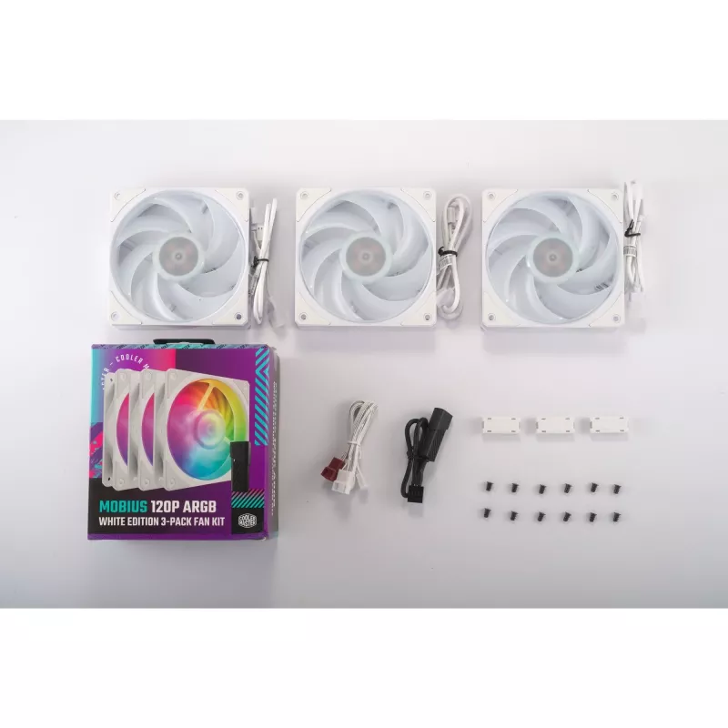 COOLER MASTER Mobius 120P ARGB 120mm branco pack de 3