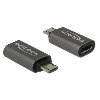 DeLOCK - Adaptador USB - USB-C (fêmea) para Micro-USB Type-B (macho) - USB 3.1 Gen 1 - 2,8 cm - Antracite (65927)