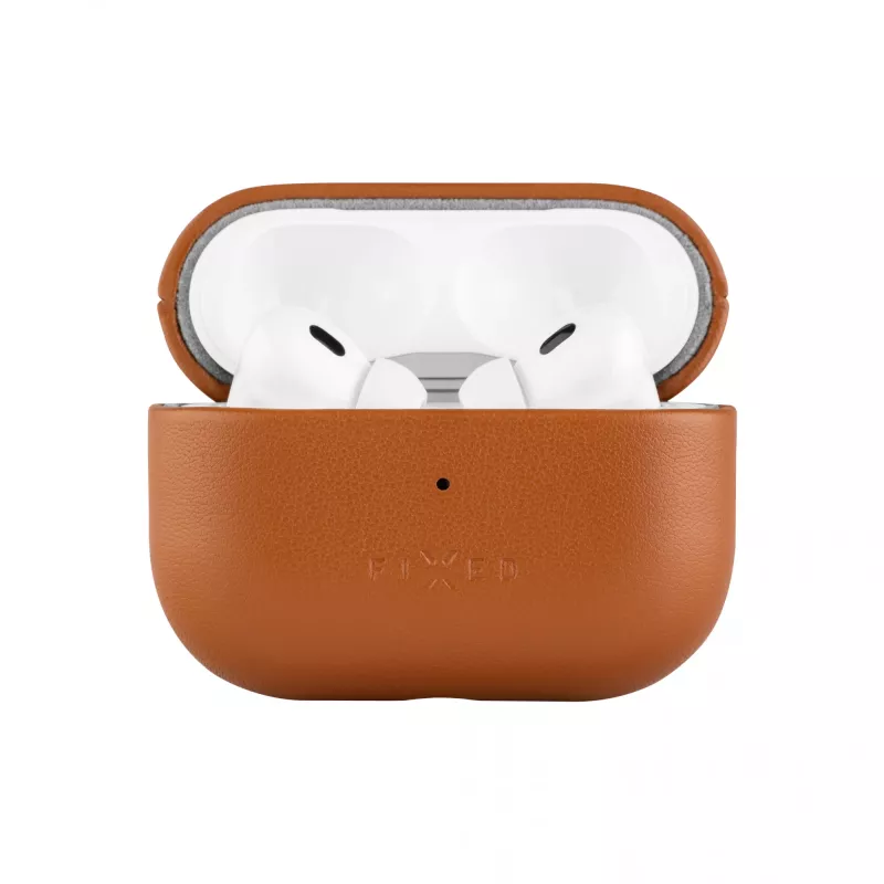 Fixed | Estojo para auriculares com suporte MagSafe | Apple AirPods Pro 2/Pro 2 (USB-C) | Castanho | Pele