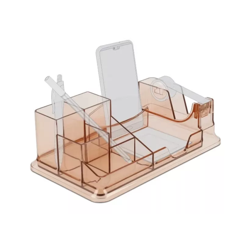 Organizador de secretária DeLOCK 18341 transparente castanho plástico 145x250x85mm