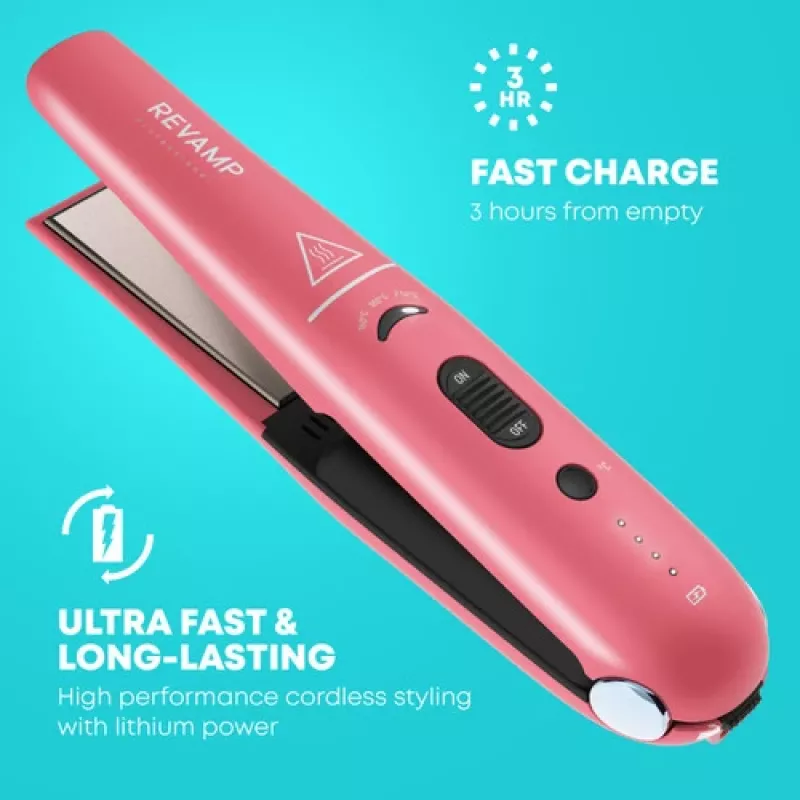Ferro de alisar de cerâmica sem fios Revamp ST-1700PK-EB — compacto rosa