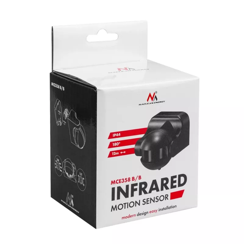 Detetor de movimento PIR MACLEAN MCE358 B/B – detetor de infravermelhos passivo para interiores