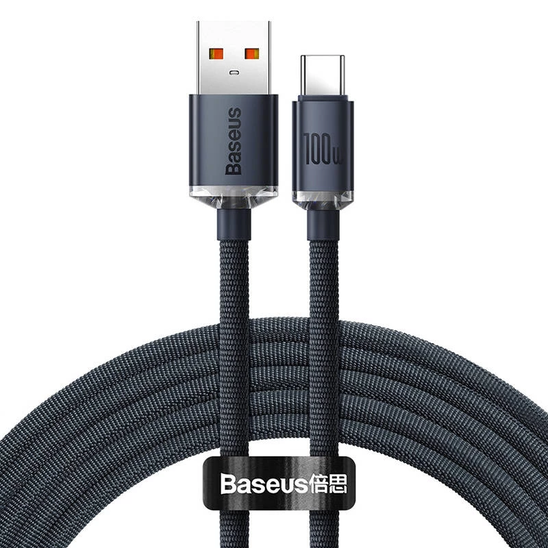 Cabo Baseus Crystal Shine USB para USB-C, 100W, 2m (preto)