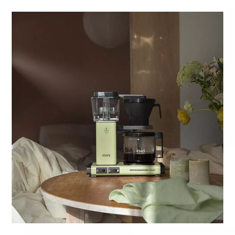 Máquina de café de filtro MOCCAMASTER KBG Select — depósito de água de 1,25 l, capacidade para 10 chávenas, aço inoxidável, verde pastel