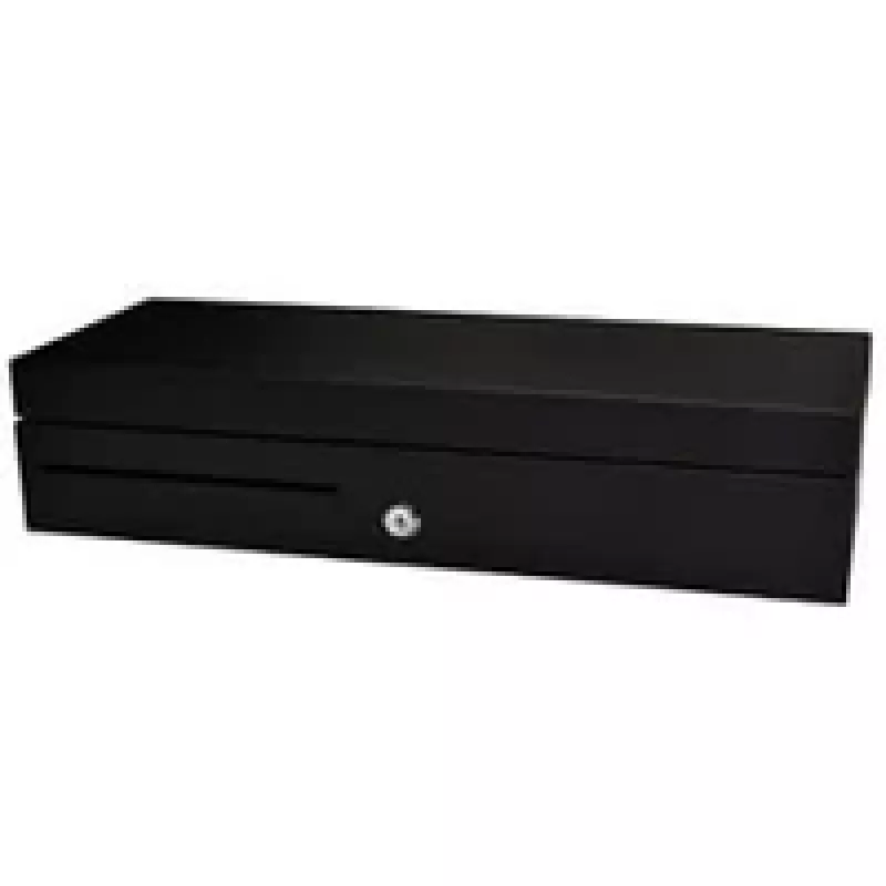 Gaveta com tampa flip 460 MM preta em plástico com inserção, tampa com fecho e cabo