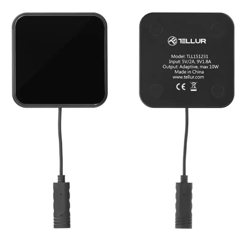 Base de carregamento sem fios Tellur WCP03 10W certificada Qi vidro temperado, preto