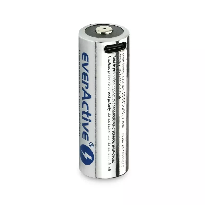 Bateria célula 18500 3,7V Li-ion 2100mAh adaptada a USB-C
