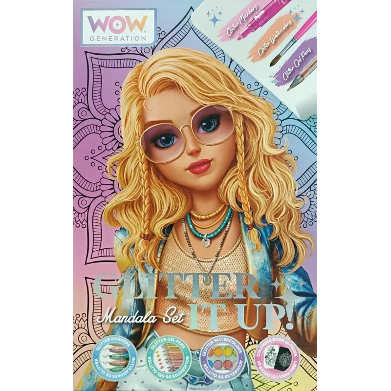 Conjunto criativo de pintura para crianças Euroswan WOW00084 — kit de mandalas com glitter para crianças