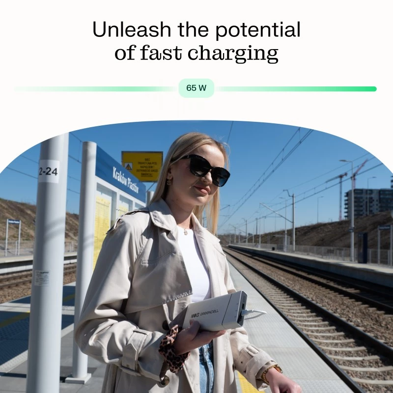 Bateria portátil Green Cell BPLGC20P 20800 mAh de iões de lítio, USB-C PD 65W, 2x USB-C + 1x USB-A, caixa em alumínio