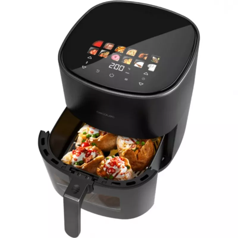 Fritadeira de ar quente Cecotec Cecofry&Grill Duoheat 6500, 6,5 L, 2200 W, ecrã tátil LCD, preto
