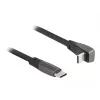 Cabo plano USB 2.0 DeLOCK conector macho USB Type-C para conector macho USB Type-C em ângulo PD 3.0 60 W 14 cm preto