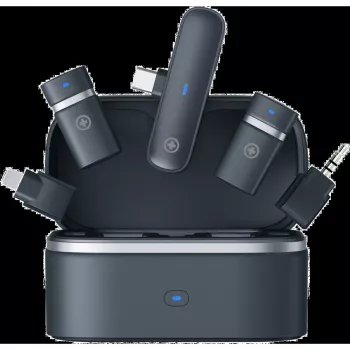Kit de microfone sem fios Plusonic PS-TDS9 com conectores USB-C, Lightning e 3,5 mm