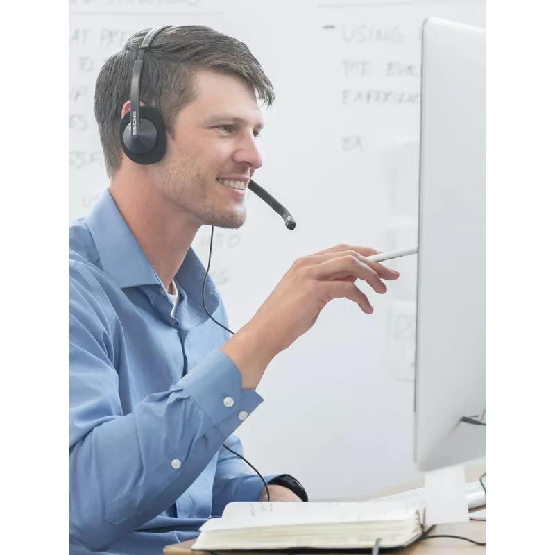 Headset Koss CS200i com fios arco de cabeça escritório/call center preto