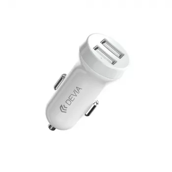 Carregador de automóvel Devia Smart Series Lightning 5V 3,1A USB duplo branco