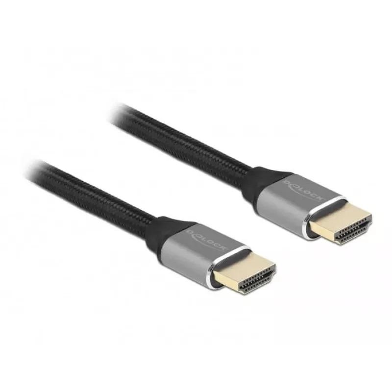 Delock - Cabo HDMI Ultra High Speed - HDMI macho para HDMI macho - 50 cm - Isolamento triplo - Cinzento - Contactos banhados a ouro, suporta 8K 6