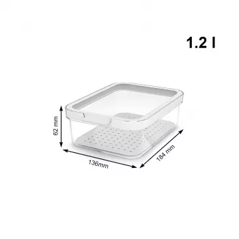 Recipiente de alimentos rotho 1053201100 retangular 1,2 L transparente branco, tecnopolímero, apto para máquina de lavar louça