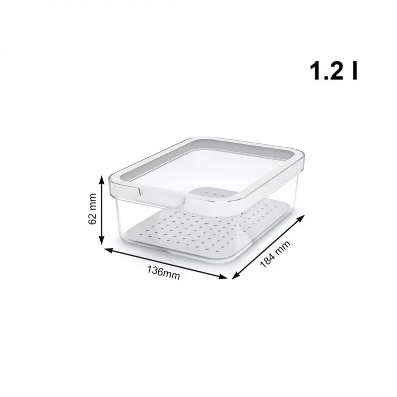 Recipiente de alimentos rotho 1053201100 retangular 1,2 L transparente branco, tecnopolímero, apto para máquina de lavar louça