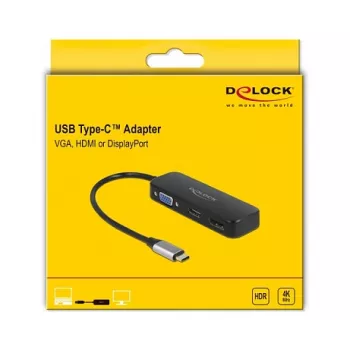 Adaptador DeLOCK USB Type-C para VGA HDMI DisplayPort 4K 60 Hz
