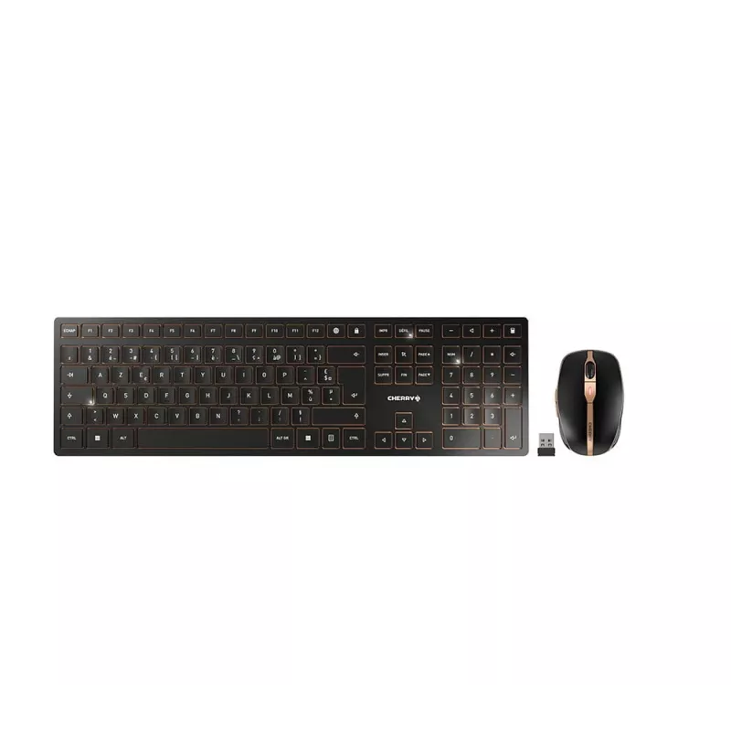 Teclado CHERRY DW 9100 fino com rato incluído universal RF sem fios + Bluetooth AZERTY francês preto