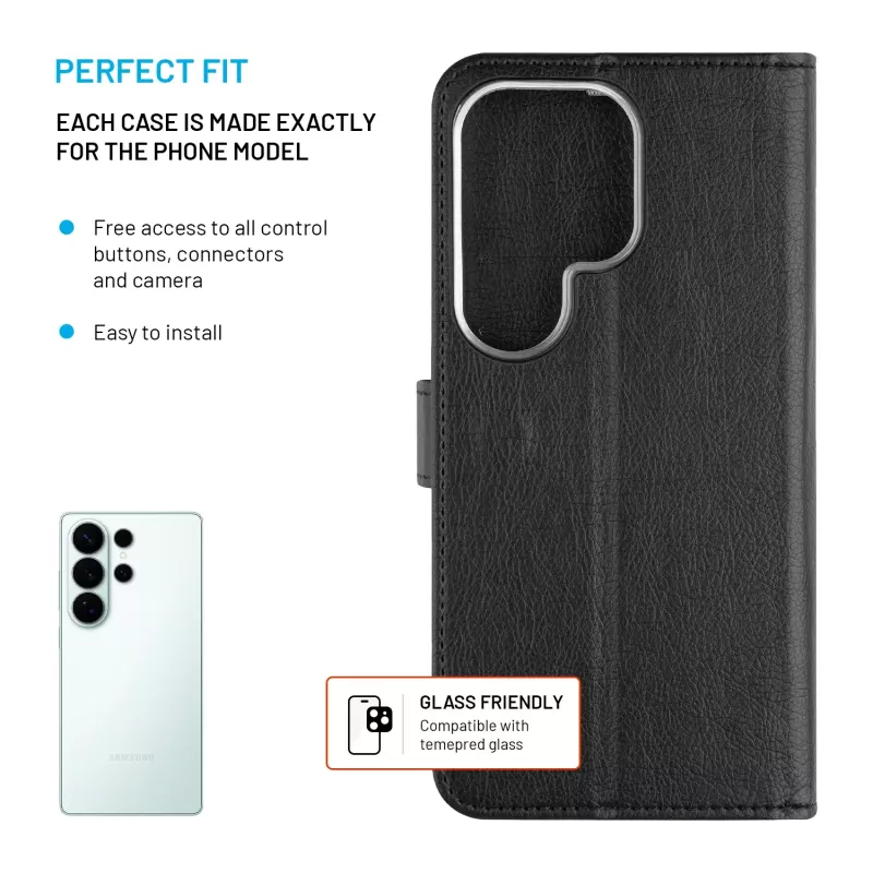 Fixed Opus | Capa tipo livro | Samsung | Galaxy S26 Ultra | Pele sintética | Preto