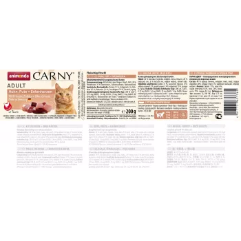 ANIMONDA Carny Adult Frango, Corações de Peru e Pato - Alimento húmido para gatos - 200 g
