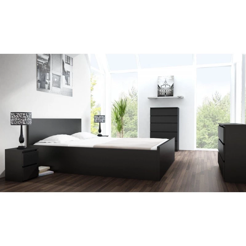 Mesa de cabeceira top e shop M2 CZERŃ, 2 gavetas, preto, 300×300×400 mm