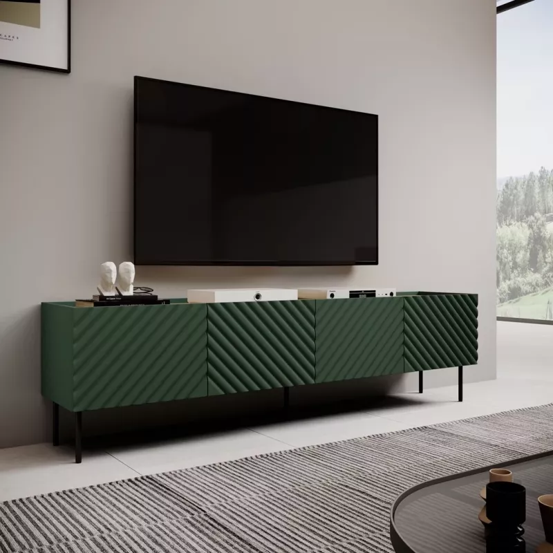 Móvel RTV 4D ONDA 200x40xH54.35 verde (de pé ou montado na parede)