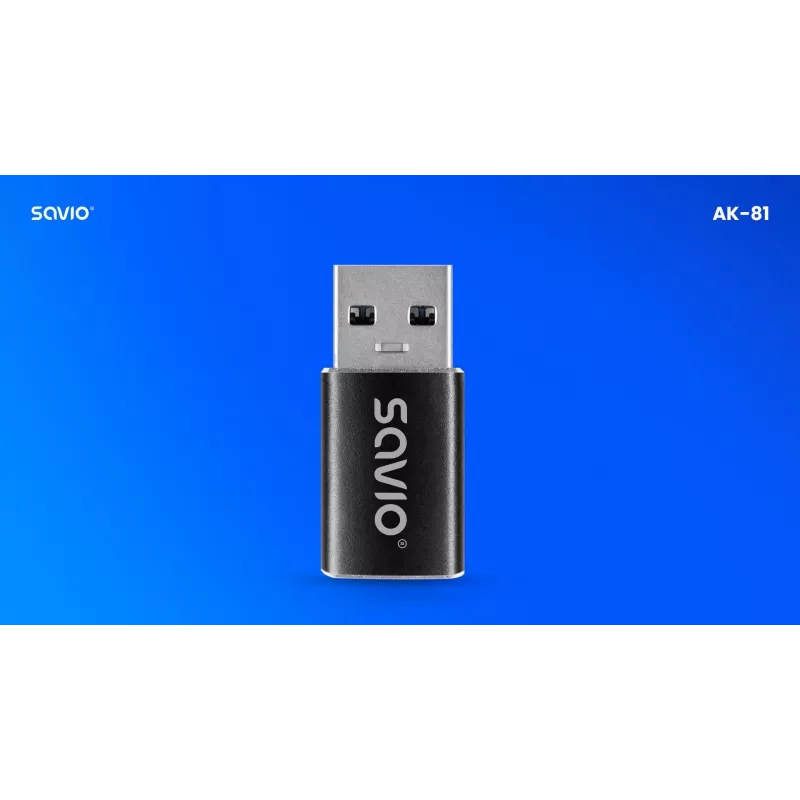 Adaptador de cabo de vídeo Savio AK-81 USB Type-C USB Type-A preto