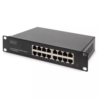 Switch de rede DIGITUS 10 polegadas Gigabit Ethernet 16 portas não gerido (módulo para rack)