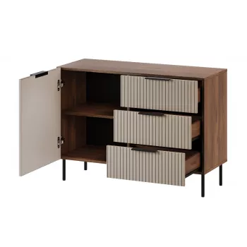 Cómoda cama meble ALMERA 104x42x75 cm, nogueira/caxemira, 3 gavetas, aglomerado