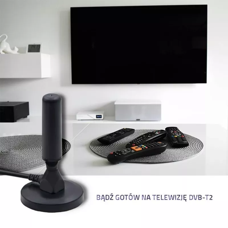 Antena de TV interior QOLTEC 57016 DVB-T2 – design compacto para receção digital terrestre
