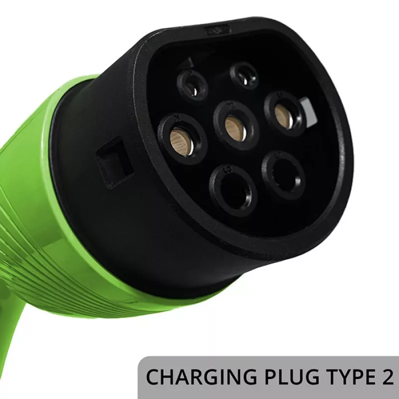 Carregador para veículos elétricos QOLTEC Mobile EV 2in1 Type2 11 kW 400 V Wi‑Fi TUYA SMART LIFE LCD wallbox portátil cabo 5 m