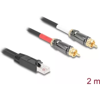 Cabo de áudio DeLOCK 2 m RJ-45 2 x RCA preto 88171