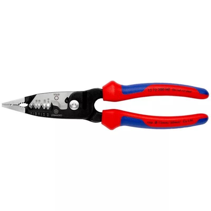 Knipex 13 72 200 ME alicate de descarnar preto, azul, vermelho, aço inoxidável