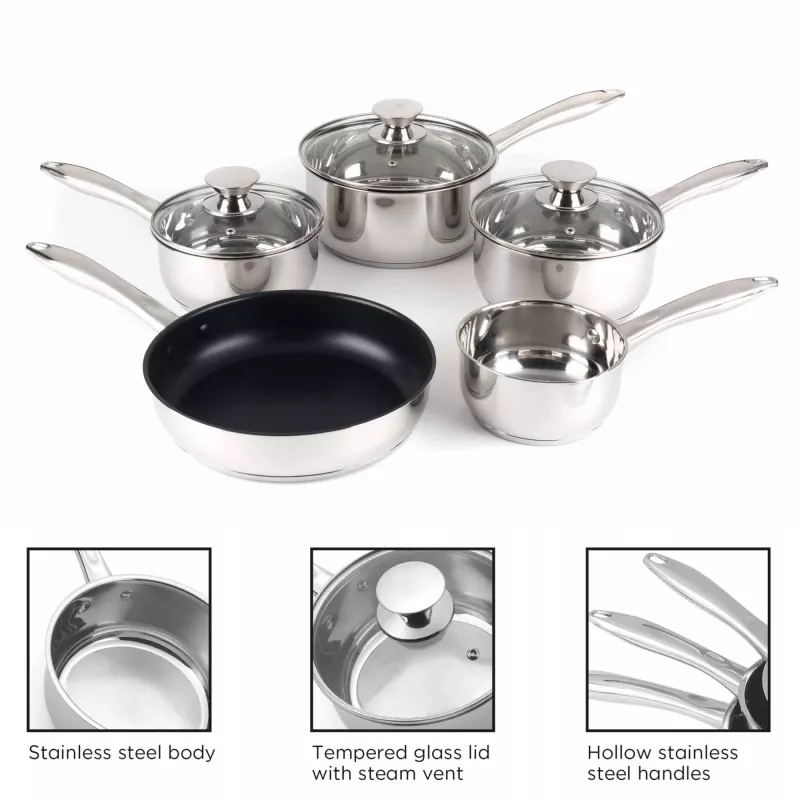 Conjunto de panelas Russell Hobbs BW06572EU72 — 5 peças em aço inoxidável