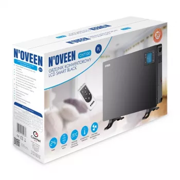 Aquecedor convector elétrico NOVEEN CH7100 — 2000 W, 3 níveis de potência, LCD, temporizador, comando, preto