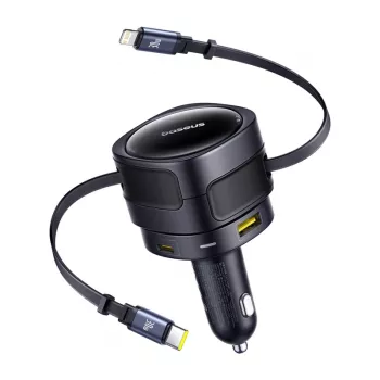 Carregador de automóvel Baseus Enjoyment Max 90W com conectores USB-C, Lightning e USB-A