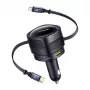 Carregador de automóvel Baseus Enjoyment Max 90W com conectores USB-C, Lightning e USB-A
