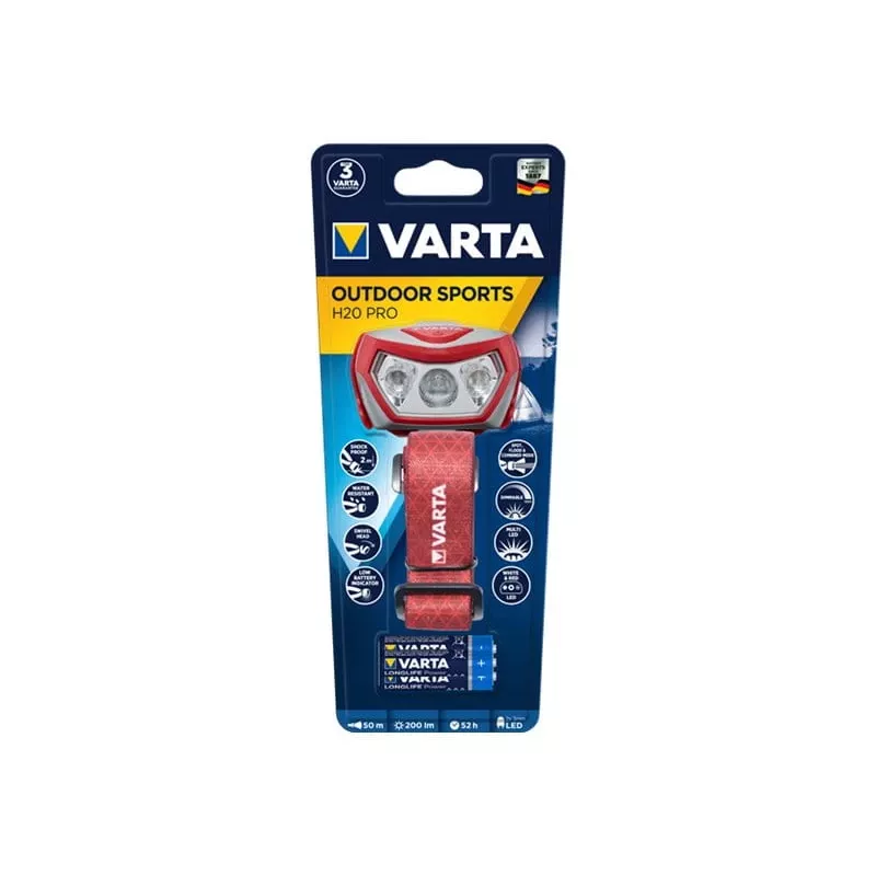 Lanterna frontal Varta Outdoor Sports H20 Pro cinzento vermelho