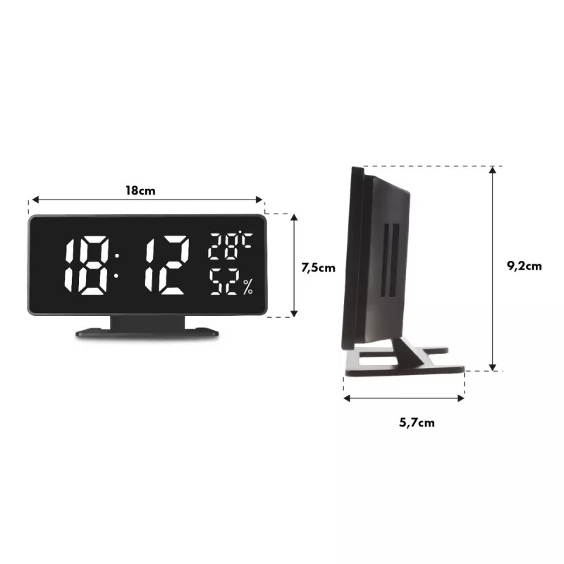 Despertador digital LED GreenBlue GB395 com indicação de temperatura