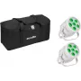 Projetor LED Par EUROLITE Silent Par 6 QCL Floor 2x com bolsa macia — projetor LED Par QCL compacto de chão, 2 unidades, bolsa de transporte